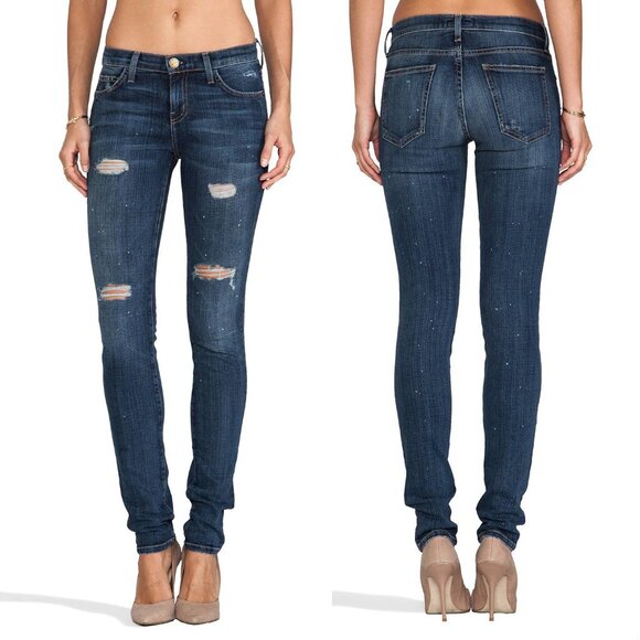 Current/Elliott The Skinny Loved Destroy Splatter Jeans - Picture 1 of 12